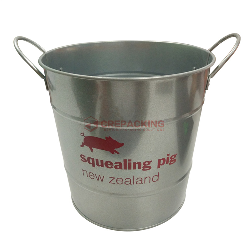 Tin Ice Bucket with two iron handles