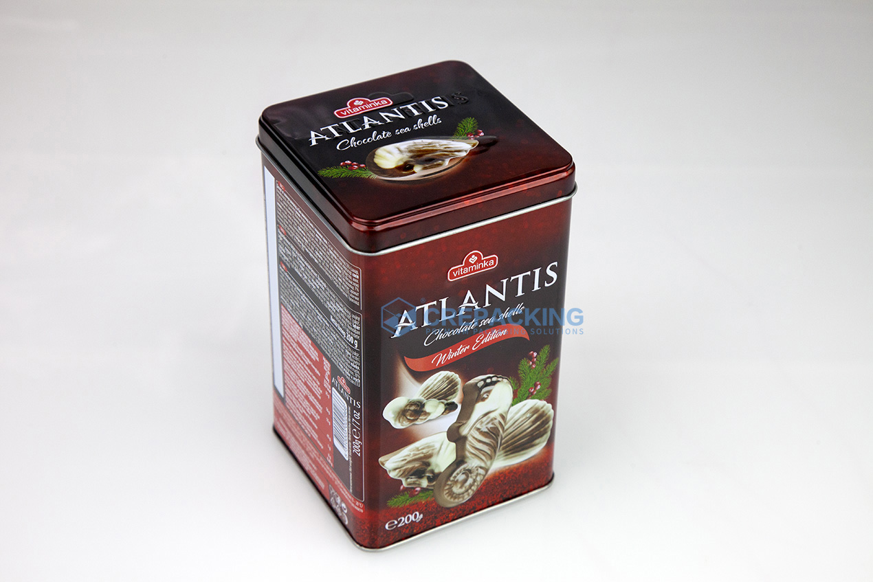 Square shape tin box for chocolate biscuit and candies