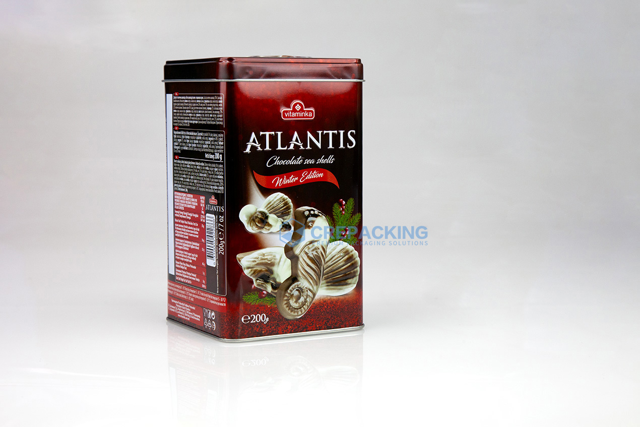 Square shape tin box for chocolate biscuit and candies